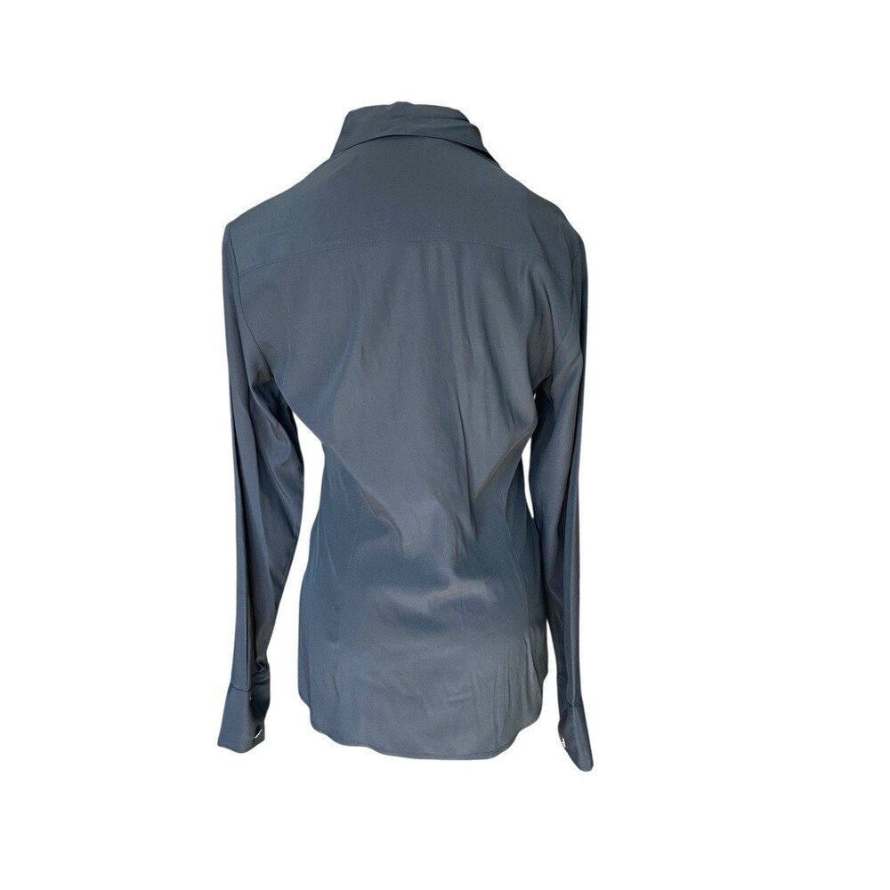Vintage Y2K Express Silk Button Down Shirt Size 7/8 Black Fitted Office Siren - Picture 10 of 11